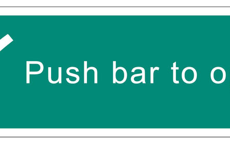 Braille - Push bar to open 450x150mm