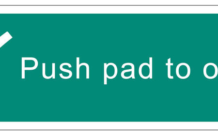 Braille - Push pad to open 450x150mm
