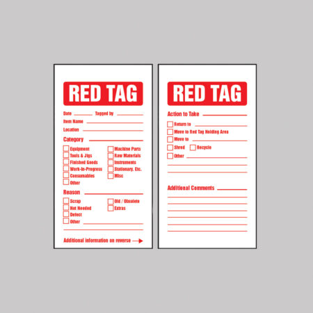 6S Red Tags 80x150mm c/w cable ties (pack of 10)