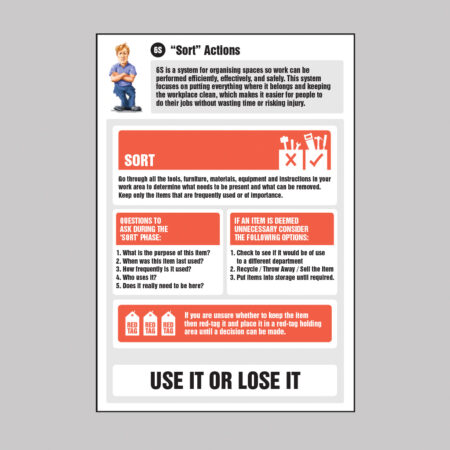 6S Sort Actions Information Poster 400x600mm rigid plastic
