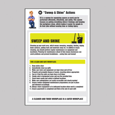 6S Sweep & Shine Actions Information Poster 400x600mm rigid plastic