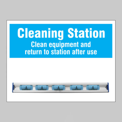 Cleaning Station Shadow Board with hanging rail  and 5 hooks 600x440mm 10mm foam pvc