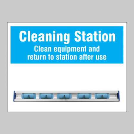 Cleaning Station Shadow Board with hanging rail  and 5 hooks 600x440mm 10mm foam pvc