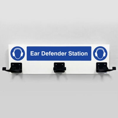 PPE Station - Ear Defenders - 3 Hooks on 540x160mm 10mm foam pvc