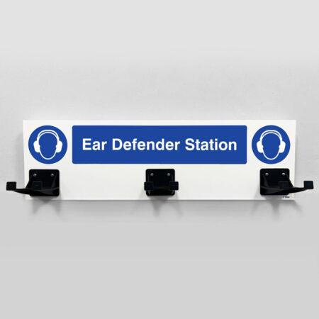 PPE Station - Ear Defenders - 3 Hooks on 540x160mm 10mm foam pvc