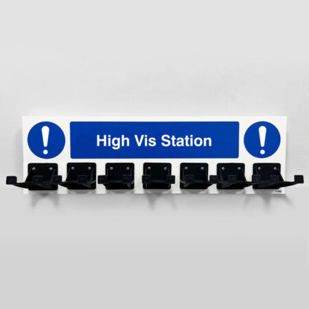 PPE Station - High Vis - 7 Hooks on 540x160mm 10mm foam pvc