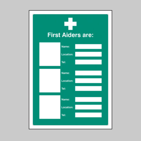 First aiders are (space for 3) adapt-a-sign 215x310mm