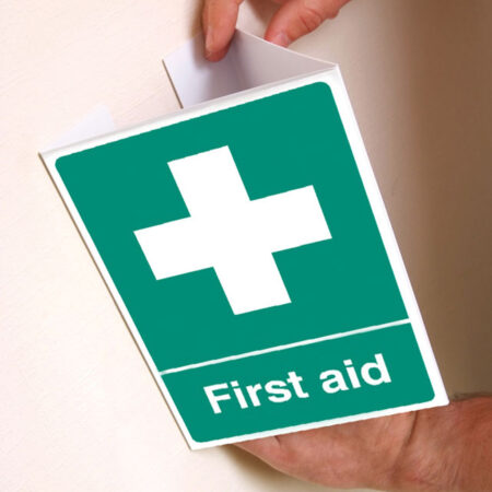 EasiFIX projecting sign 150x200mm face size - First aid