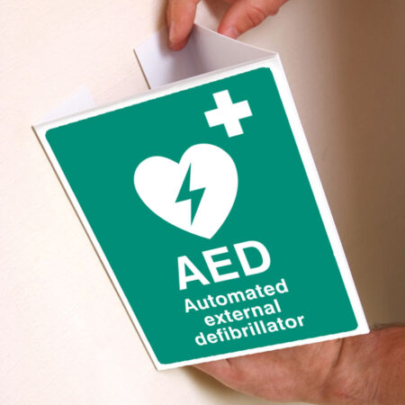 EasiFIX projecting sign 150x200mm face size - AED emergency defibrillator