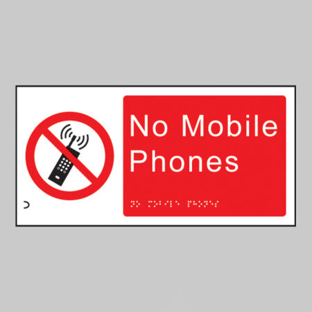 Braille - No mobile phones 300x150mm
