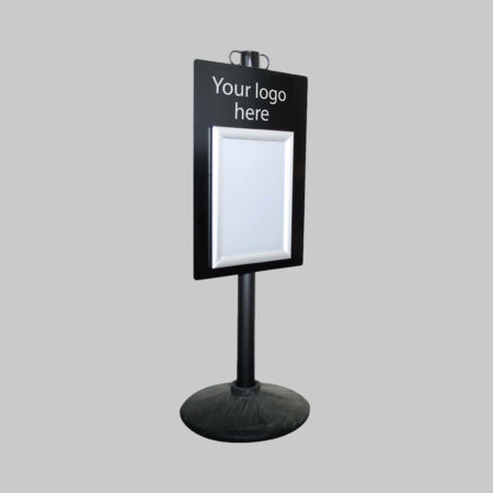Information point aluminium composite panel 345x500mm with A4 snap frame on post & base