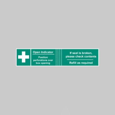 First aid box tamper labels  (82x23mm on roll of 50)