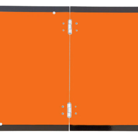 Folding hazard warning vehicle plate 400x300mm reflective aluminium