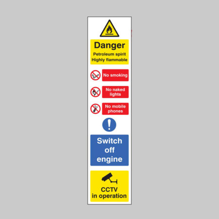 Danger petroleum spirit (multi-message) 100x400mm rigid plastic