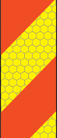 ECE70 Vehicle marking plate 140x300mm Aluminium left hand vertical chevron