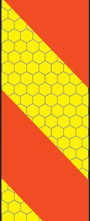 ECE70 Vehicle marking plate 140x300mm Aluminium right hand vertical chevron