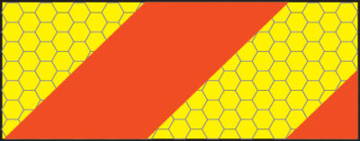ECE70 Vehicle marking plate 300x140mm Aluminium left hand horizontal chevron