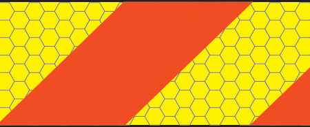 ECE70 Vehicle marking plate 300x140mm Aluminium left hand horizontal chevron