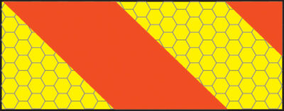 ECE70 Vehicle marking plate 300x140mm Aluminium right hand horizontal chevron