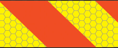 ECE70 Vehicle marking plate 300x140mm Aluminium right hand horizontal chevron
