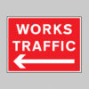 Works traffic arrow left, 600x450mm Re-Flex Sign (3mm reflective polypropylene)