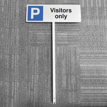 Parking visitors only aluminium verge sign 450x150mm on post 800mm high
