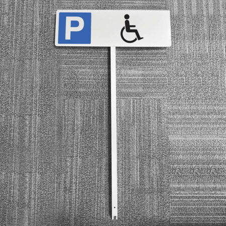 Parking disabled symbol aluminium verge sign 450x150mm on post 800mm high