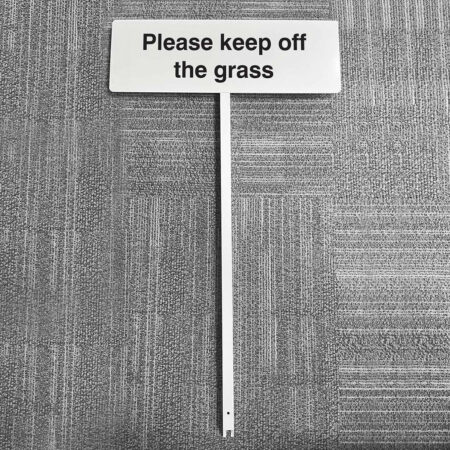 Please keep off the grass aluminium verge sign 450x150mm on post 800mm high
