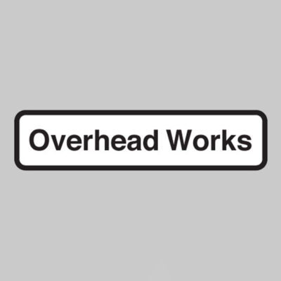 Overhead works fold up supplementary text with rust proof press studs (600mm variant - 735x150mm)