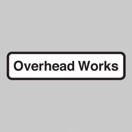Overhead works fold up supplementary text with rust proof press studs (600mm variant - 735x150mm)
