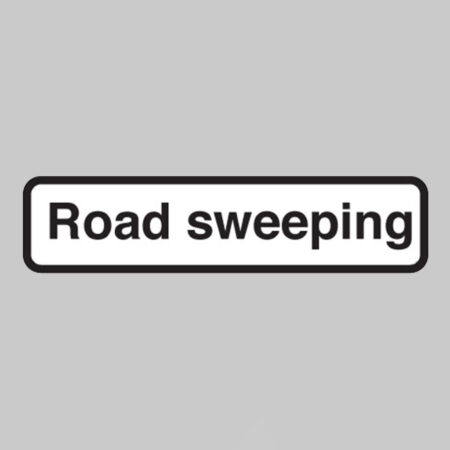 Road sweeping fold up supplementary text with rust proof press studs (600mm variant - 735x150mm)