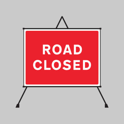 Road closed reflective fold up sign 1050x750mm