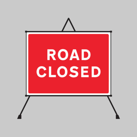 Road closed reflective fold up sign 1050x750mm