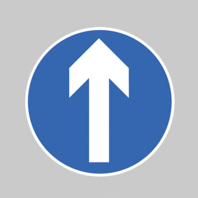 Direction arrow ahead only class RA1 600mm diameter circle c/w channelling