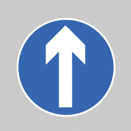 Direction arrow ahead only class RA1 600mm diameter circle c/w channelling