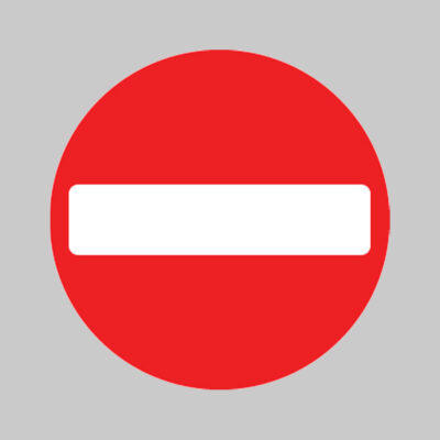 No entry class RA1 600mm diameter circle c/w channelling