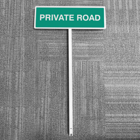 Private Road aluminium verge sign 450x150mm on post 800mm high