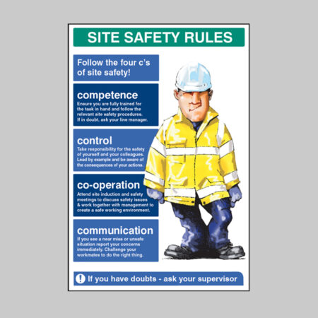 Site Safety Rules The four c's of site safety 600x900 5mm pvc