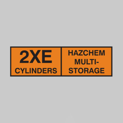 2XE cylinders hazchem multi-storage 850x250mm self adhesive vinyl