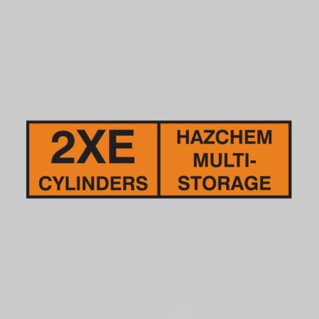 2XE cylinders hazchem multi-storage 850x250mm self adhesive vinyl