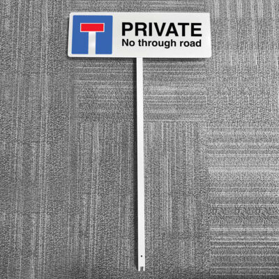 Verge sign - Private No through road 450x150mm (post 800mm)