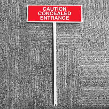 Caution concealed entrance verge sign 450x150mm (post 800mm)