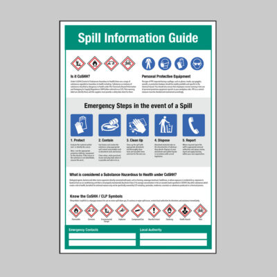 Spill Information Guide Poster 400x600mm rigid plastic