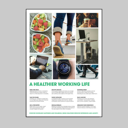 Health & Wellbeing Poster- A healthier working life - 420x594mm synthetic paper