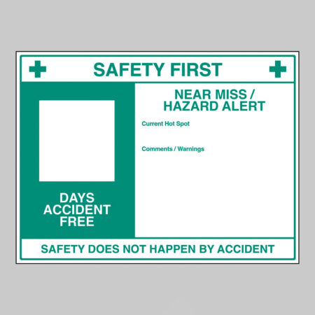 Safety First Near miss Hazard alert Dry Wipe Board 800x600mm 3mm foam pvc