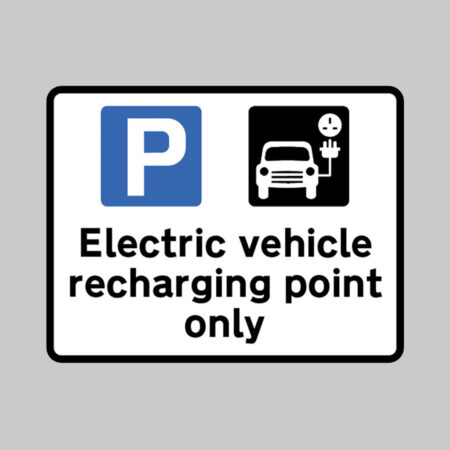 Electric vehicle recharging point only class R2 355x275mm c/w channelling