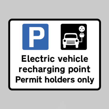 Electric vehicle recharging point Permit holders only class RA1 355x275mm c/w channelling