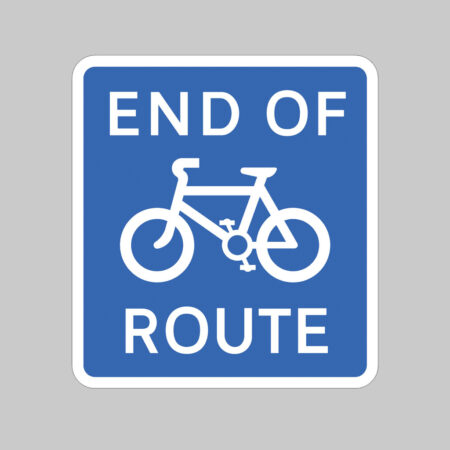 End of cycle route class R2 395x430mm (3mm aluminium composite) c/w channelling