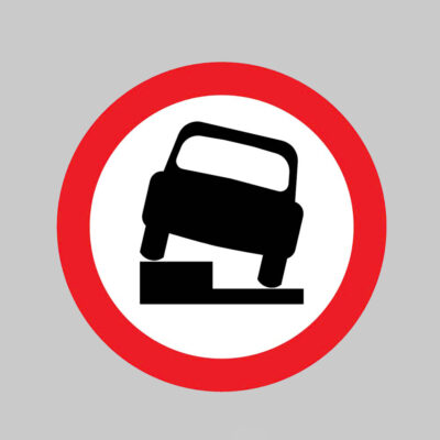No parking on verge or footway repeater sign Class RA1 Permanent 300mm Dia  (3mm aluminium composite) c/w channelling