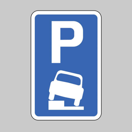 Parking place partially on verge or footway Class RA1 Permanent 270x420mm  (3mm aluminium composite) c/w channelling
